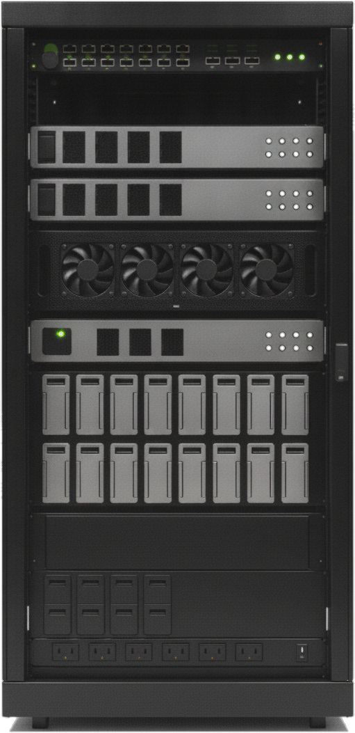 42U cabinet · populated to EIA-310